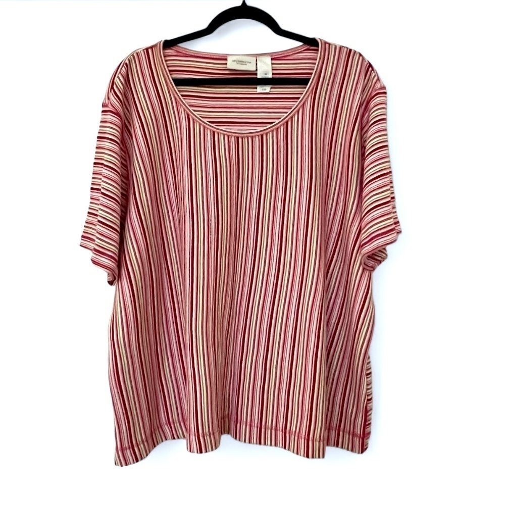 2/$30 Liz Claiborne Woman Striped Short Sleeve T-Shirt SZ 3X